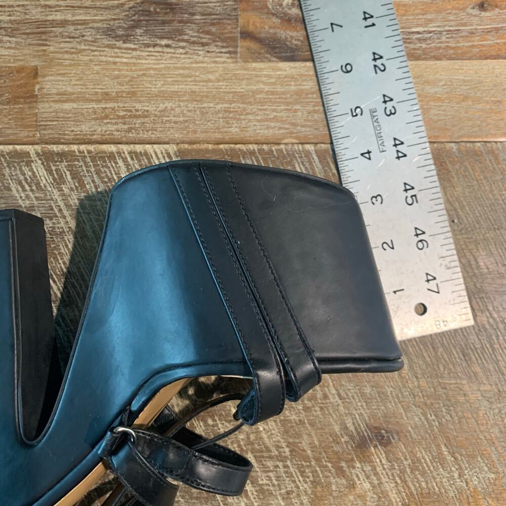 Current Mood Strappy Platform Black Pleather Heel… - image 3